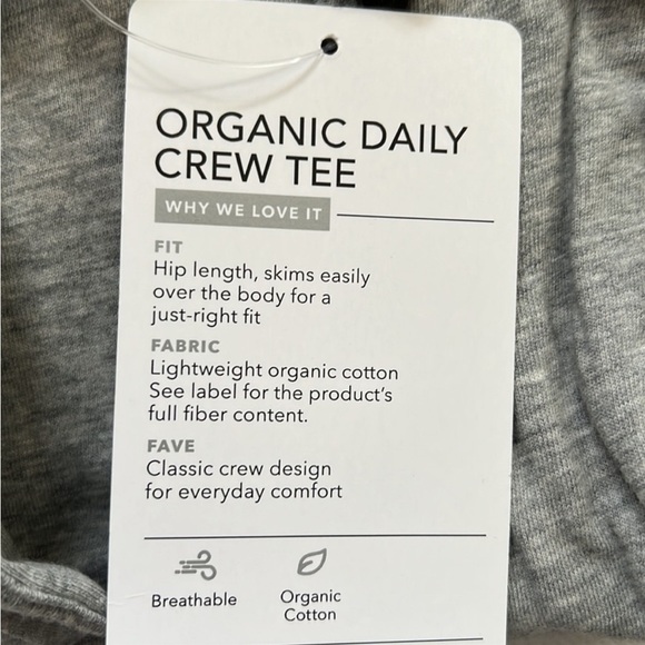 NWOT Athleta Organic Daily Crew 100% Cotton Short Sleeve Tee  Size Large - Picture 5 of 9